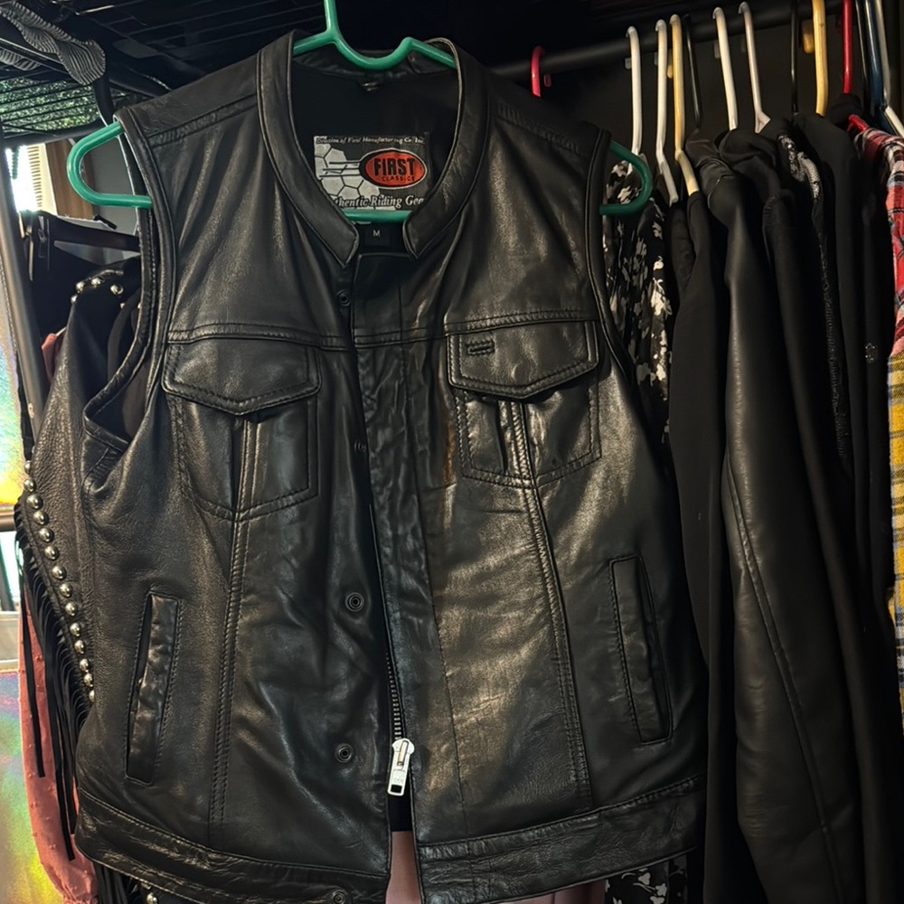 Women's Black Leather Vest